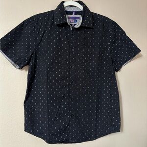 English Laundry Dark Navy Blue Patterned Short Sleeve Shirt size Medium